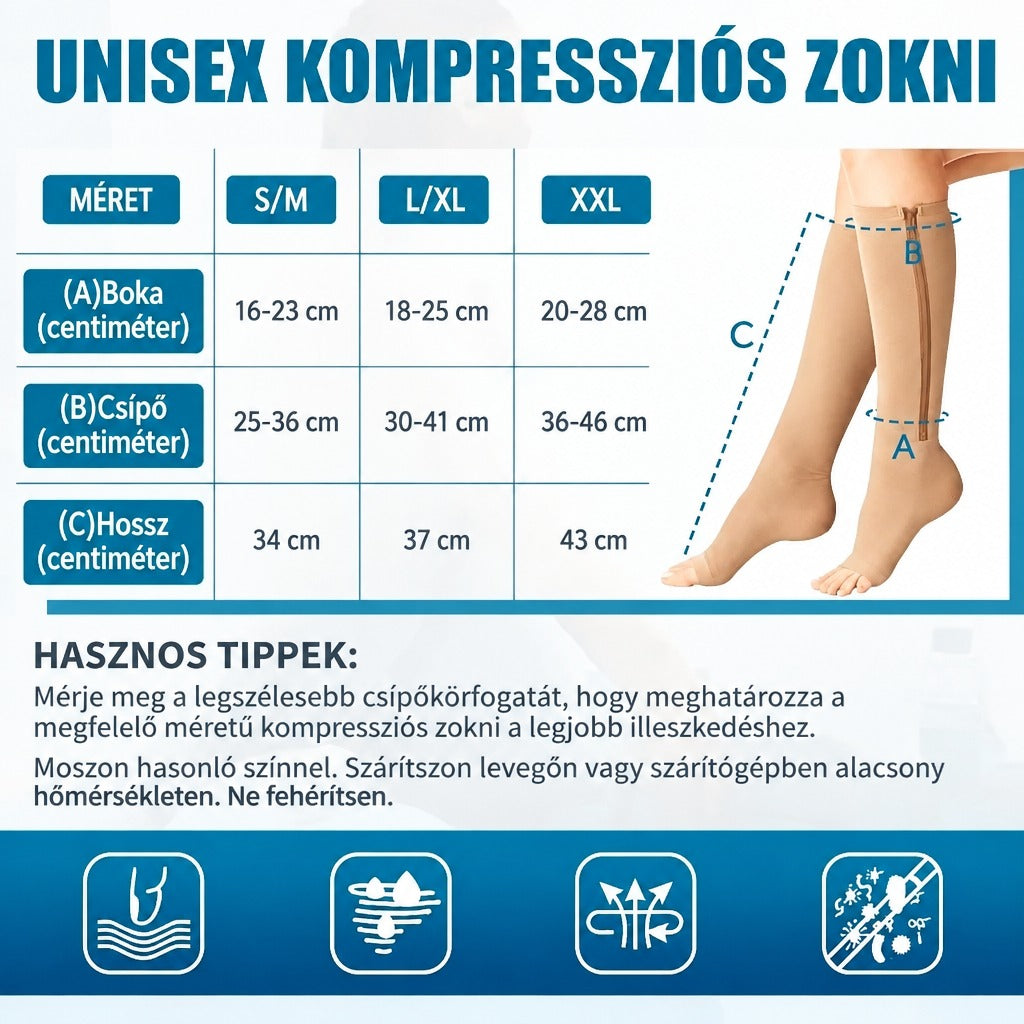 Térdig érő kompressziós zokni túrázáshoz és futáshoz
