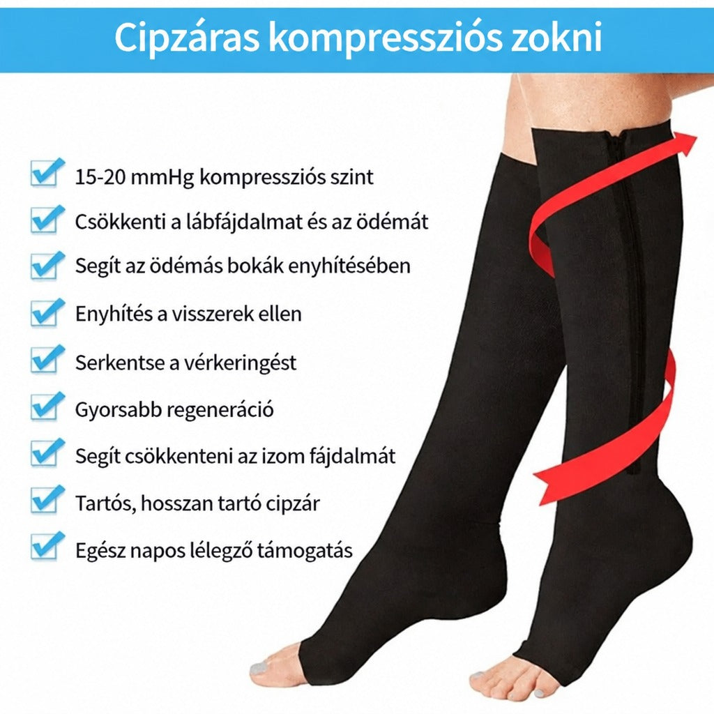 Térdig érő kompressziós zokni túrázáshoz és futáshoz