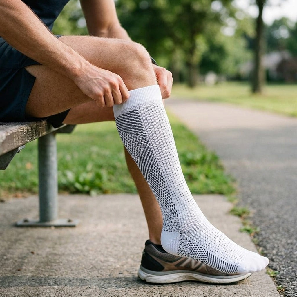 Knee-High Compression Socks for Sports - in use