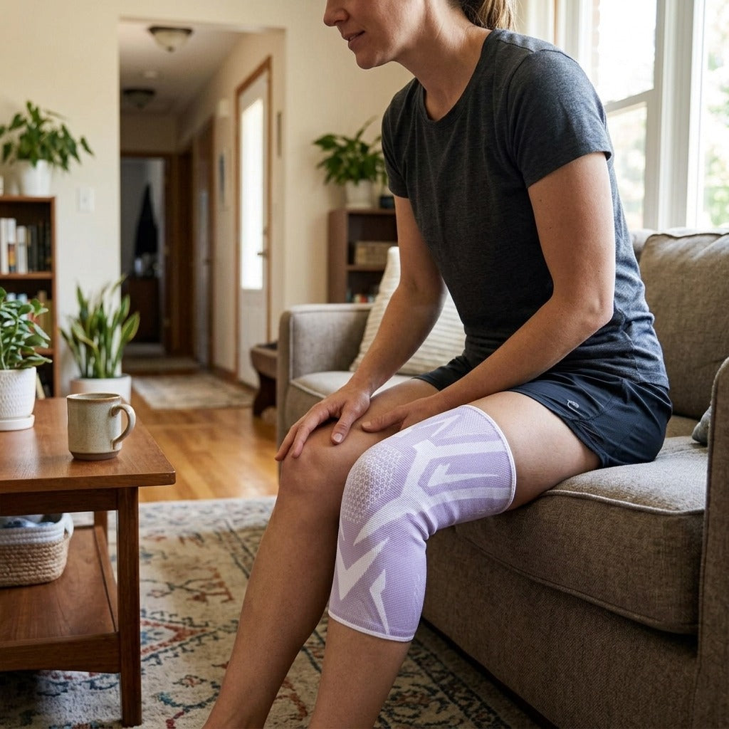 Knit Compression Knee Brace - at home
