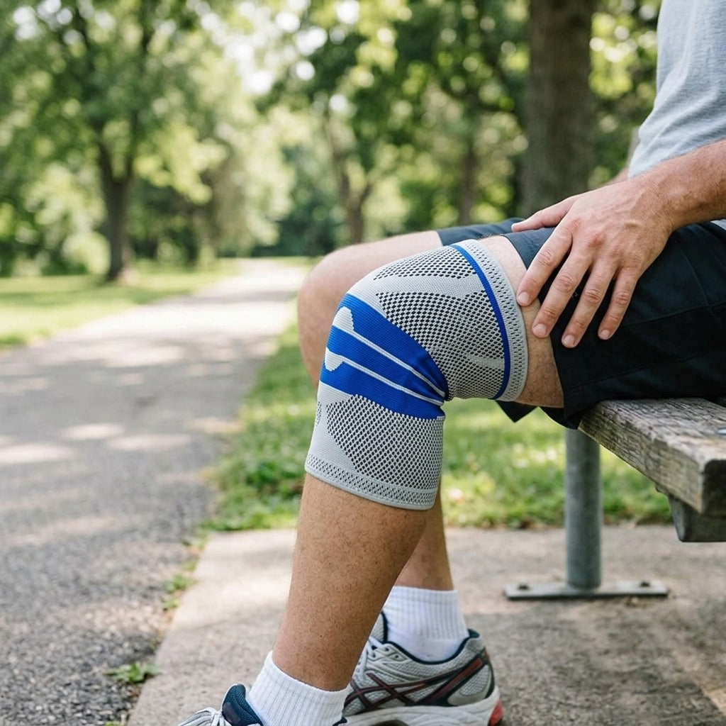 Knit Knee Support Sleeve - in use