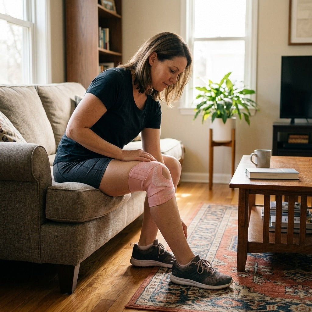 Knit Knee Support Sleeve for Sports - at home