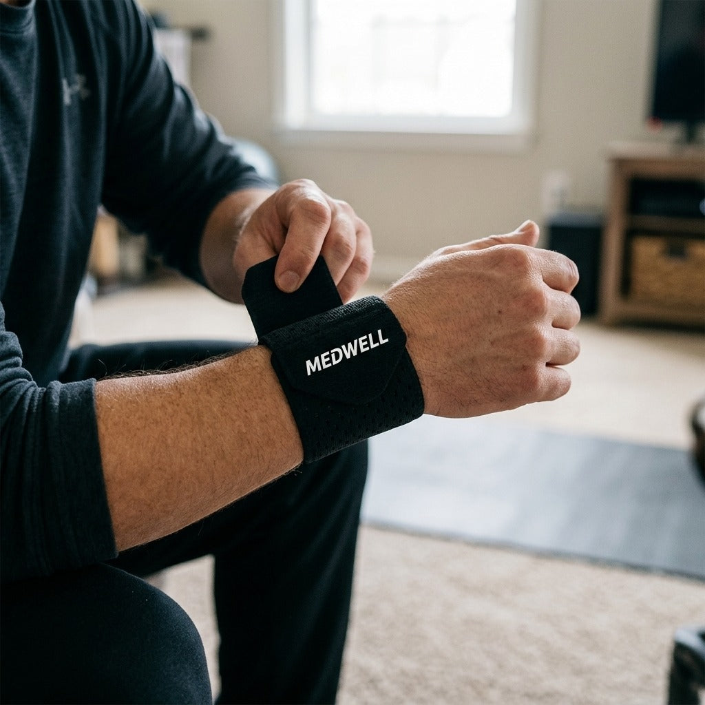 Knit Wrist Support Band - in use