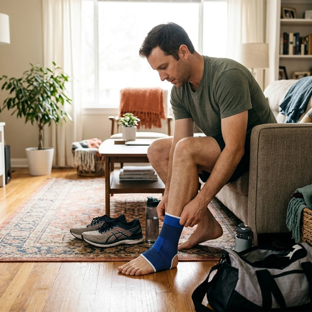 Knitted Breathable Ankle Brace Pair - at home