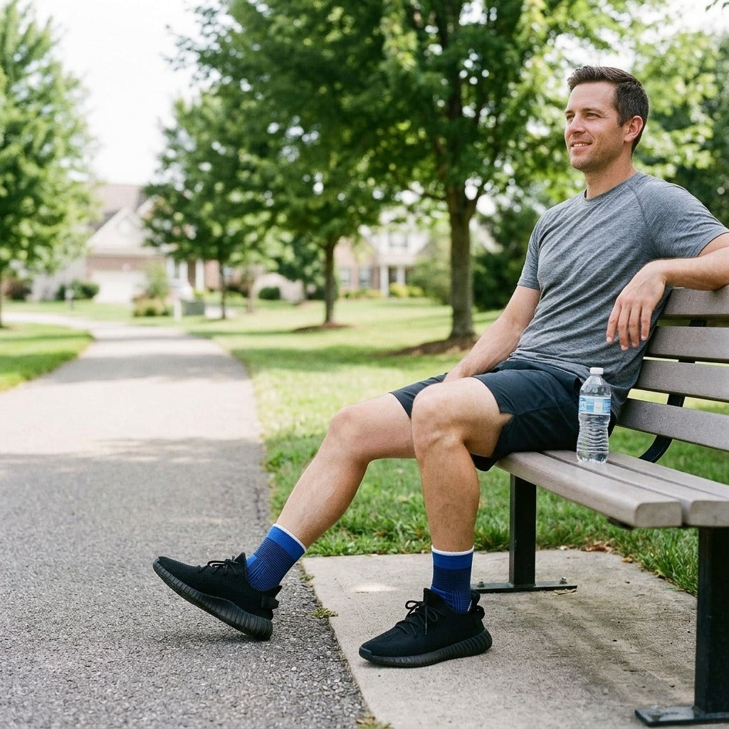Knitted Breathable Ankle Brace Pair - in everyday life