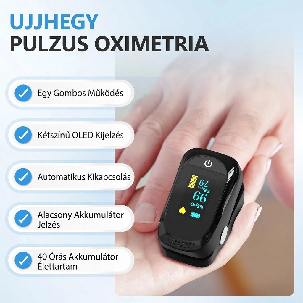 Medwell ujjbegyes pulzoximéter OLED kijelzővel, C101A2