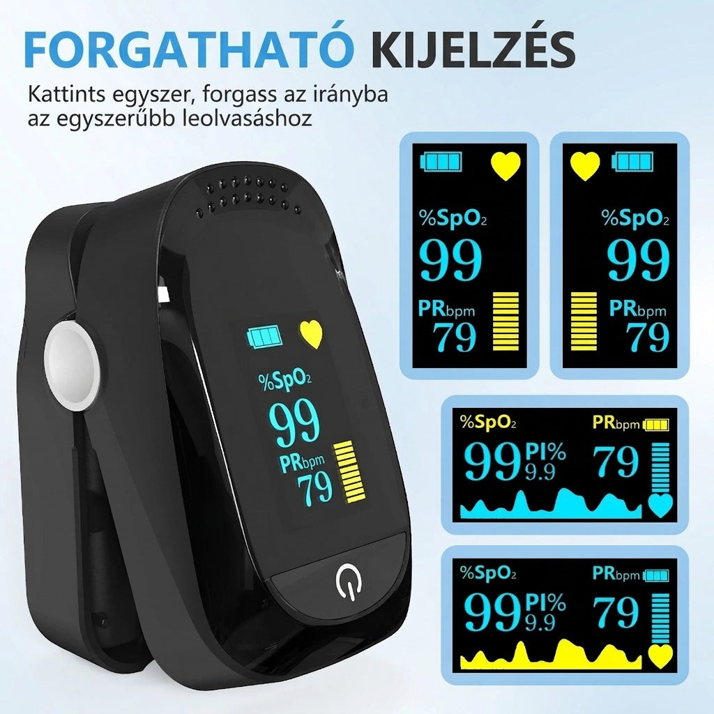 Medwell ujjbegyes pulzoximéter OLED kijelzővel, C101A2