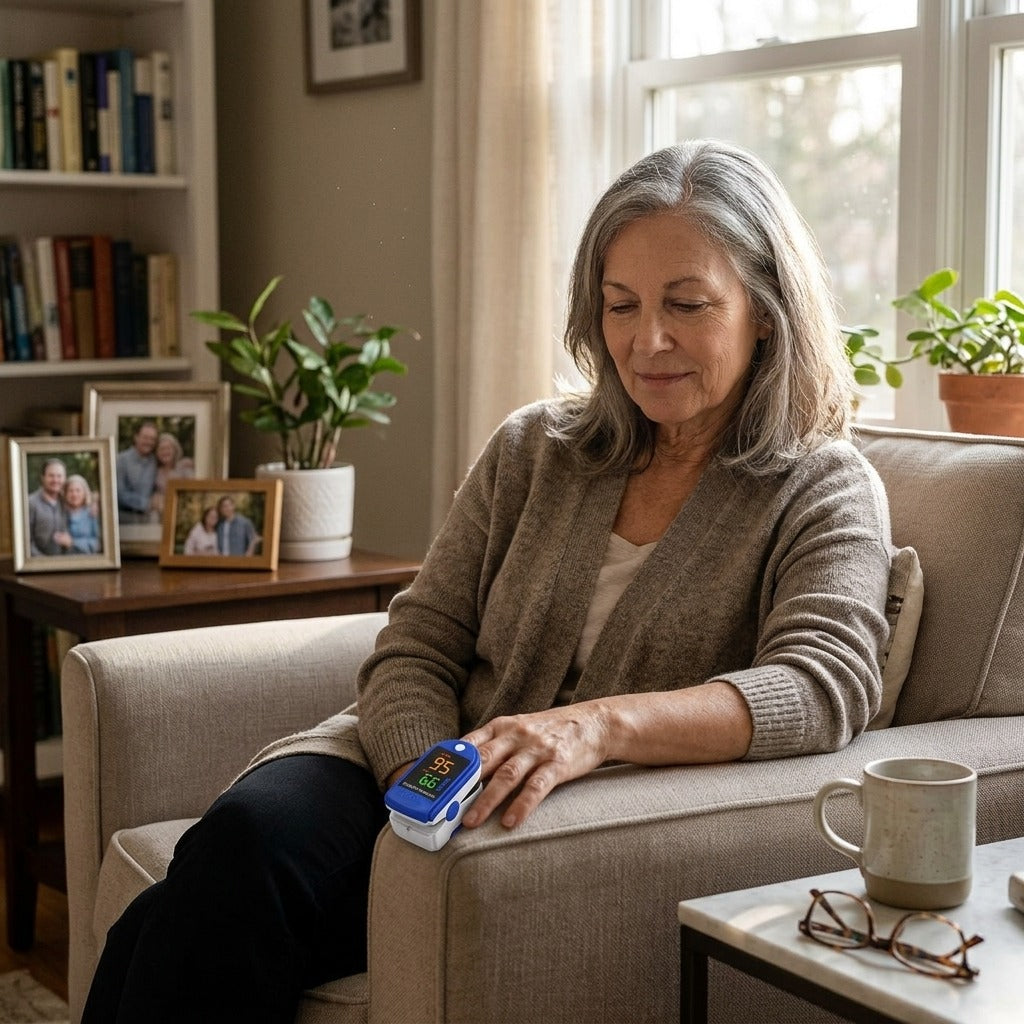 Large Display Fingertip Pulse Oximeter, SpO2 and Heart Rate - in everyday life