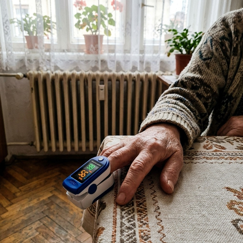 Nagy kijelzős ujjbegyes pulzoximéter, SpO2- és pulzusméréssel - használat közben