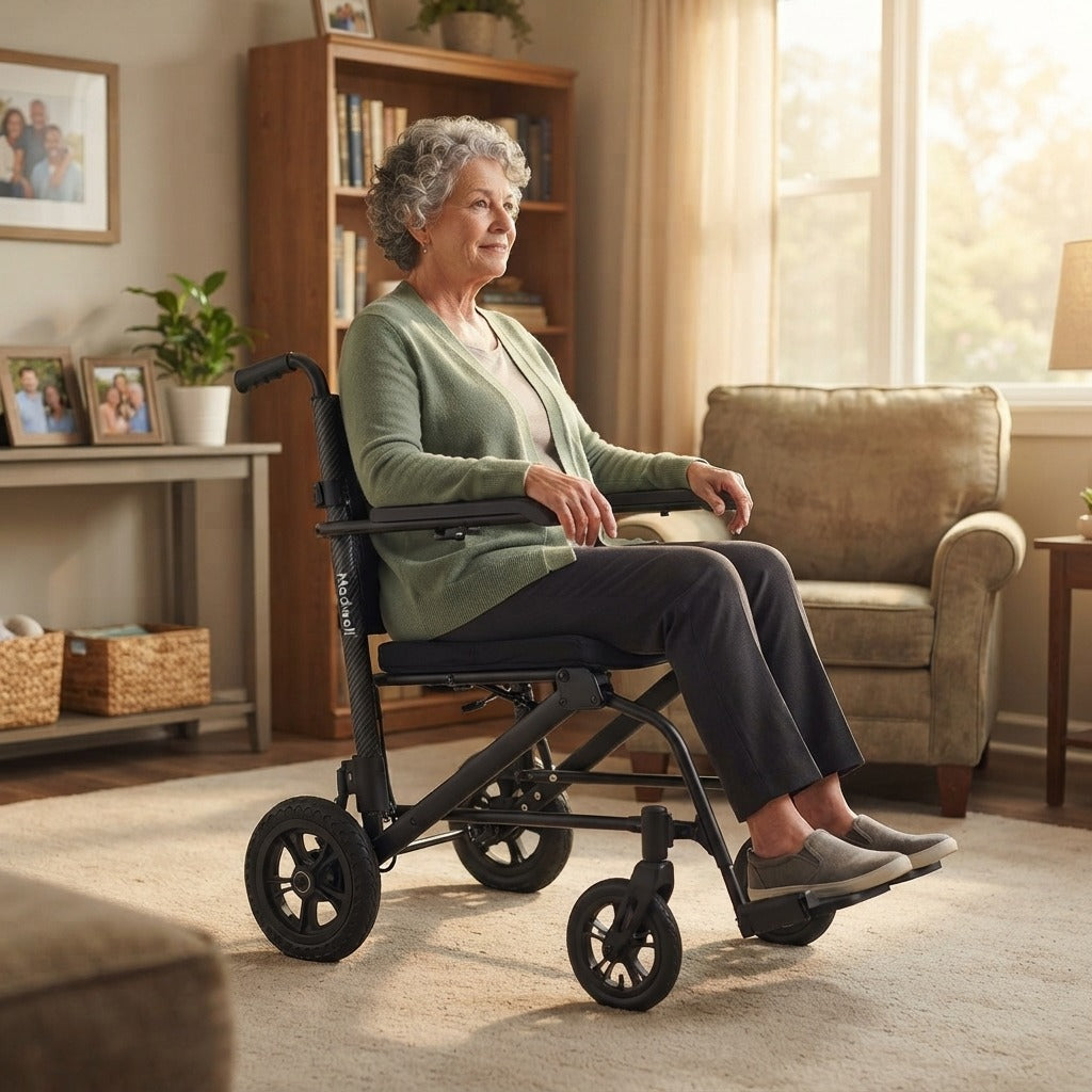 Lightweight Foldable Travel Wheelchair - at home