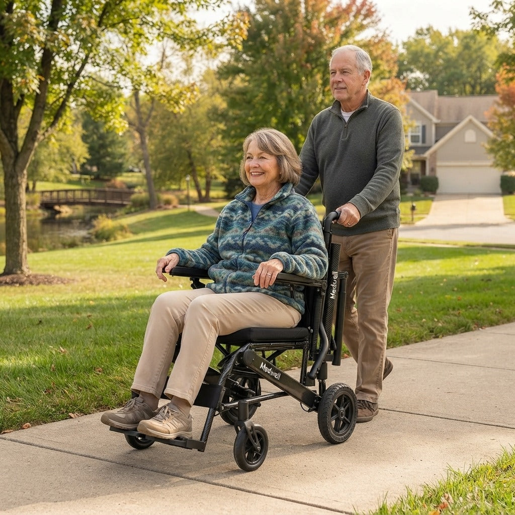 Lightweight Foldable Travel Wheelchair - in everyday life