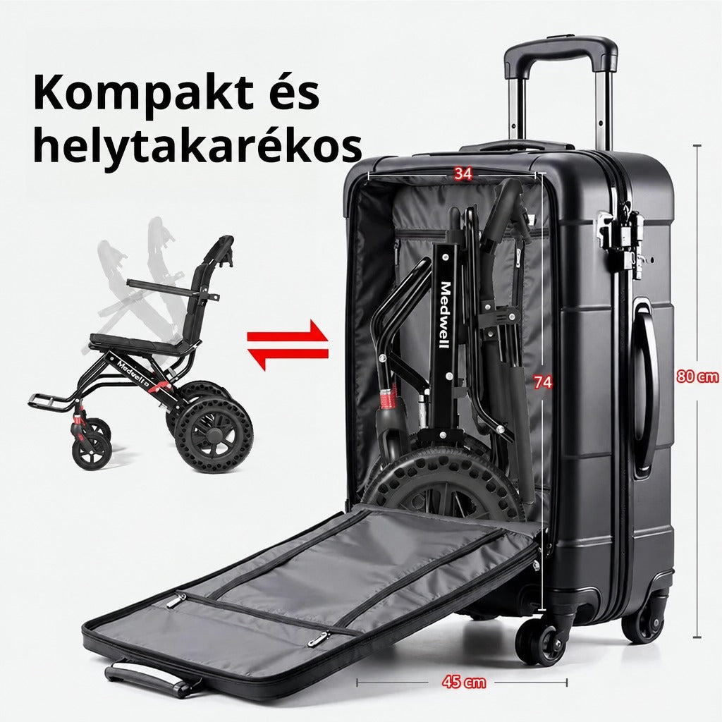 Könnyű, összecsukható utazó kerekesszék