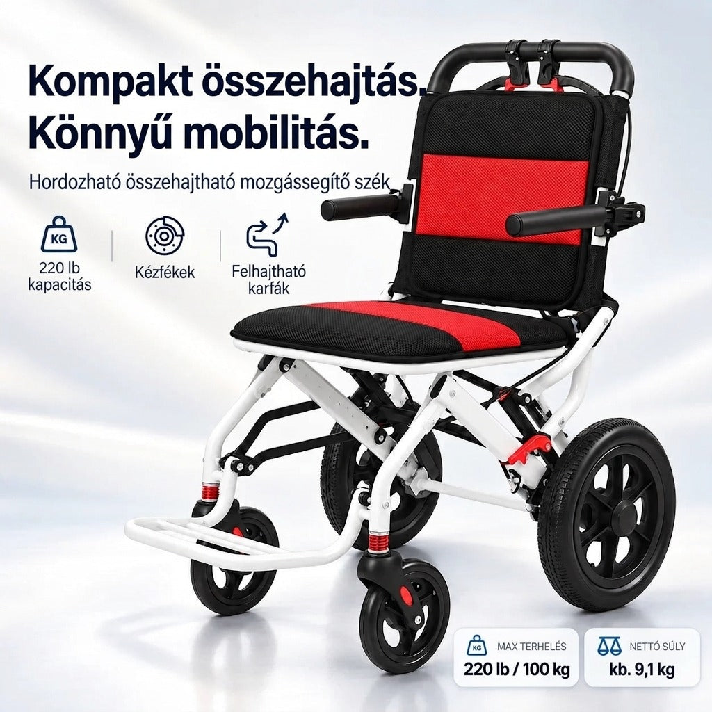 Hordozható összehajtható mozgássegítő szék