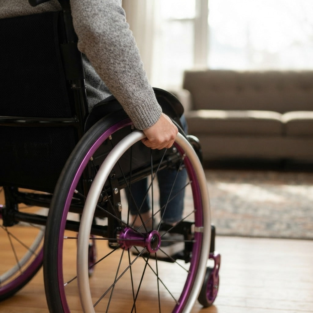 Lightweight Folding Manual Wheelchair with Adjustable Backrest - in use