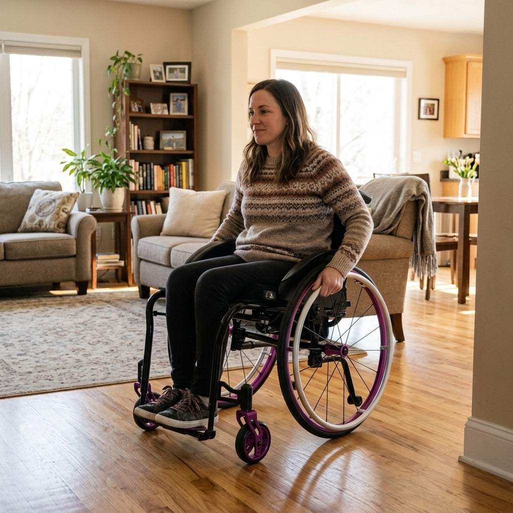 Lightweight Folding Manual Wheelchair with Adjustable Backrest - at home