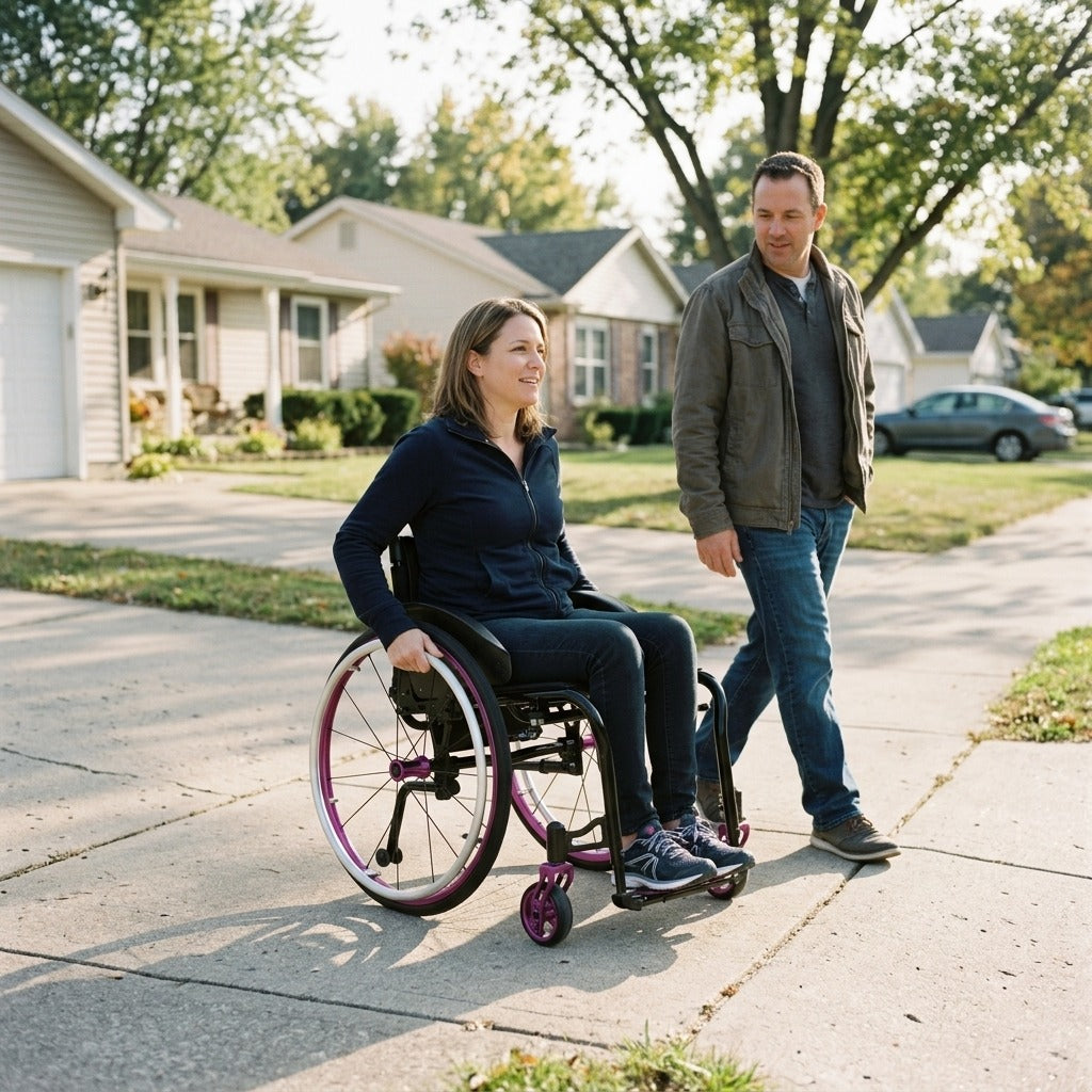 Lightweight Folding Manual Wheelchair with Adjustable Backrest - in everyday life