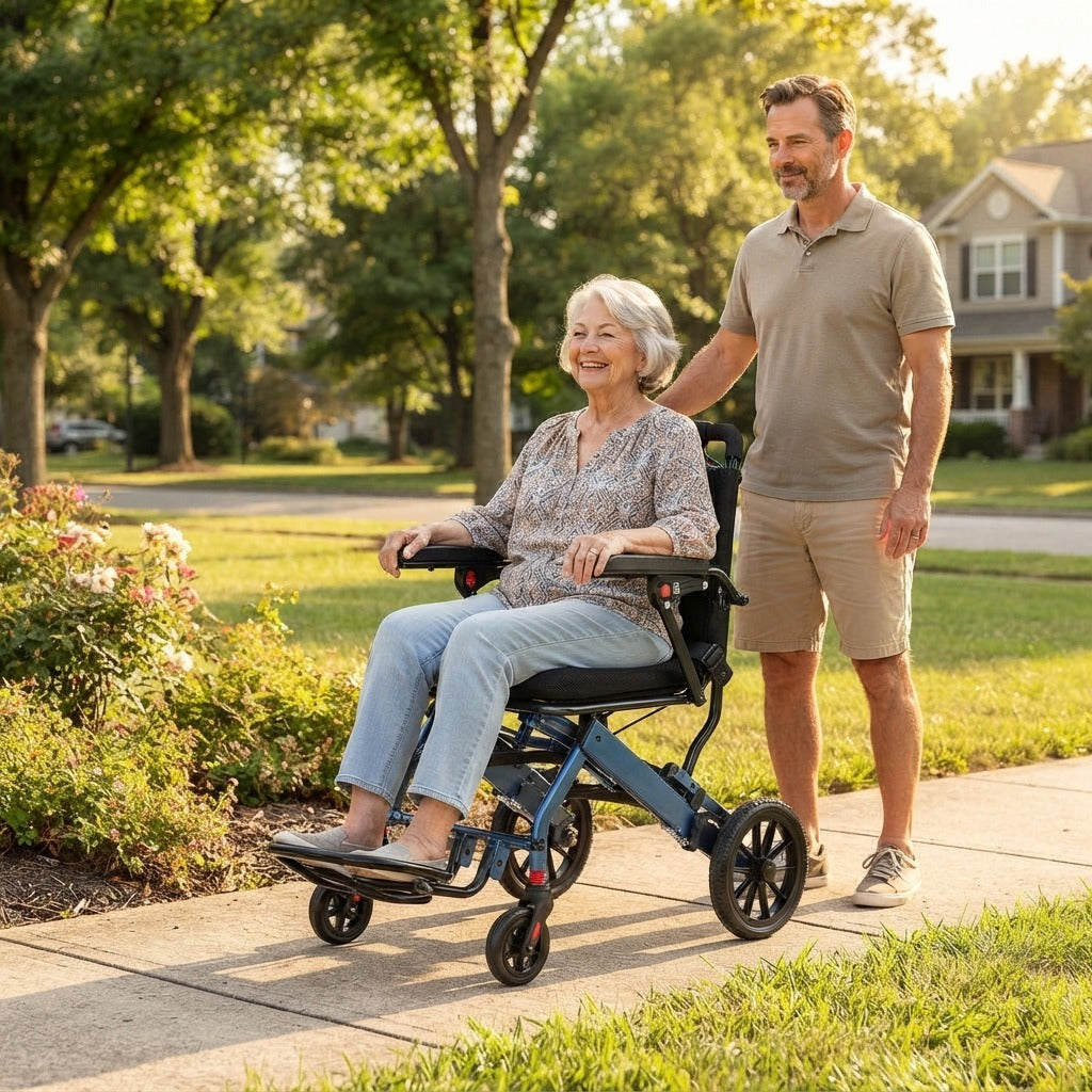 Lightweight Folding Wheelchair with 10-Inch Rear Wheels - in everyday life
