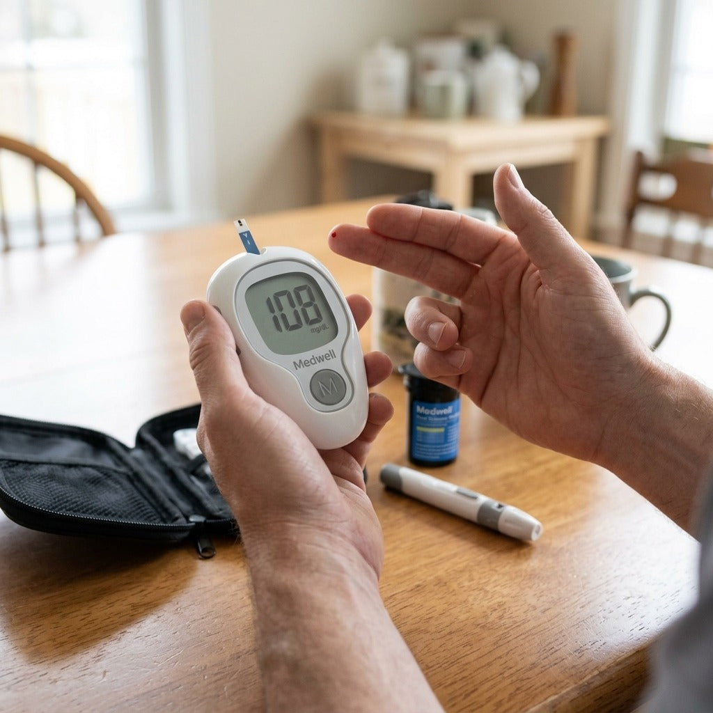 Medwell Blood Glucose Meter - in use