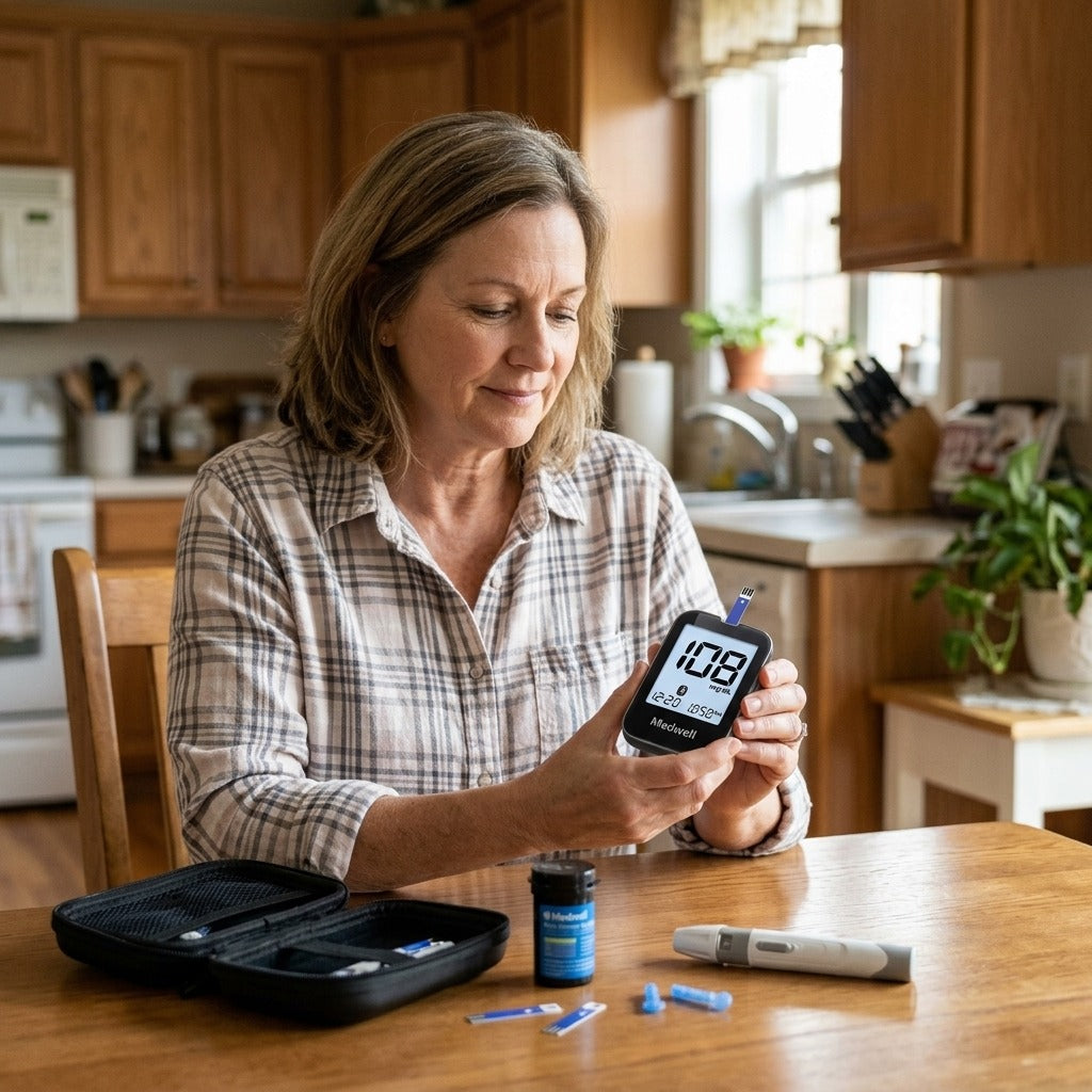 Medwell Bluetooth Glucose Testing Kit with Travel Bag - in everyday life