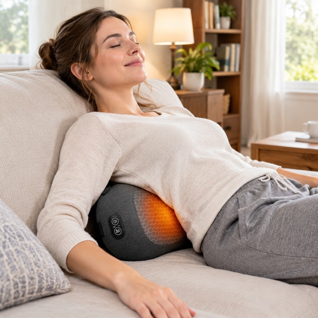 Lumbar Massager with Heat, Vibration and Traction - at home