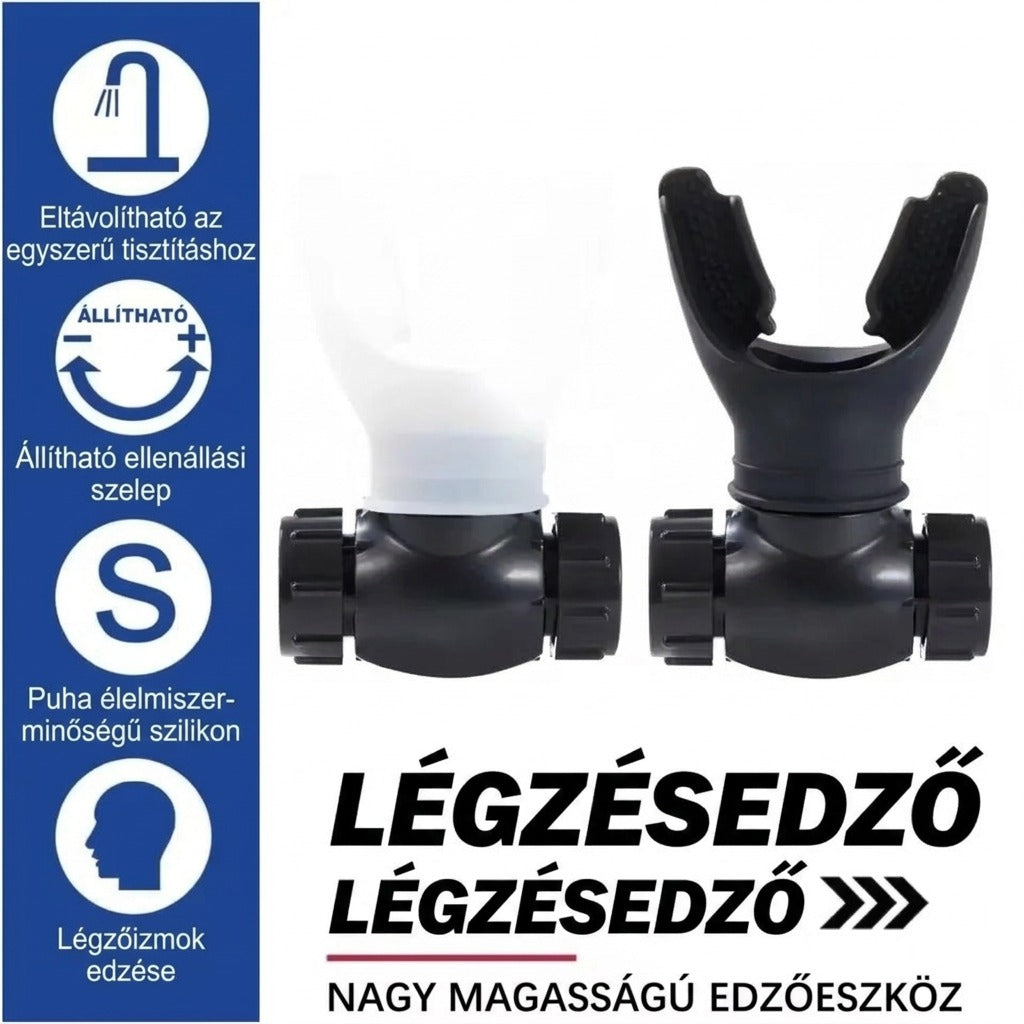 Tüdőkapacitást fejlesztő légzőgyakorló szájrész