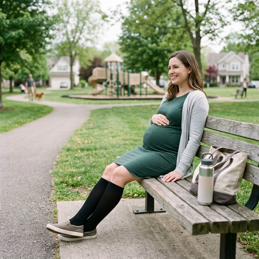Maternity Knee-High Compression Socks, 15–20 mmHg - in everyday life