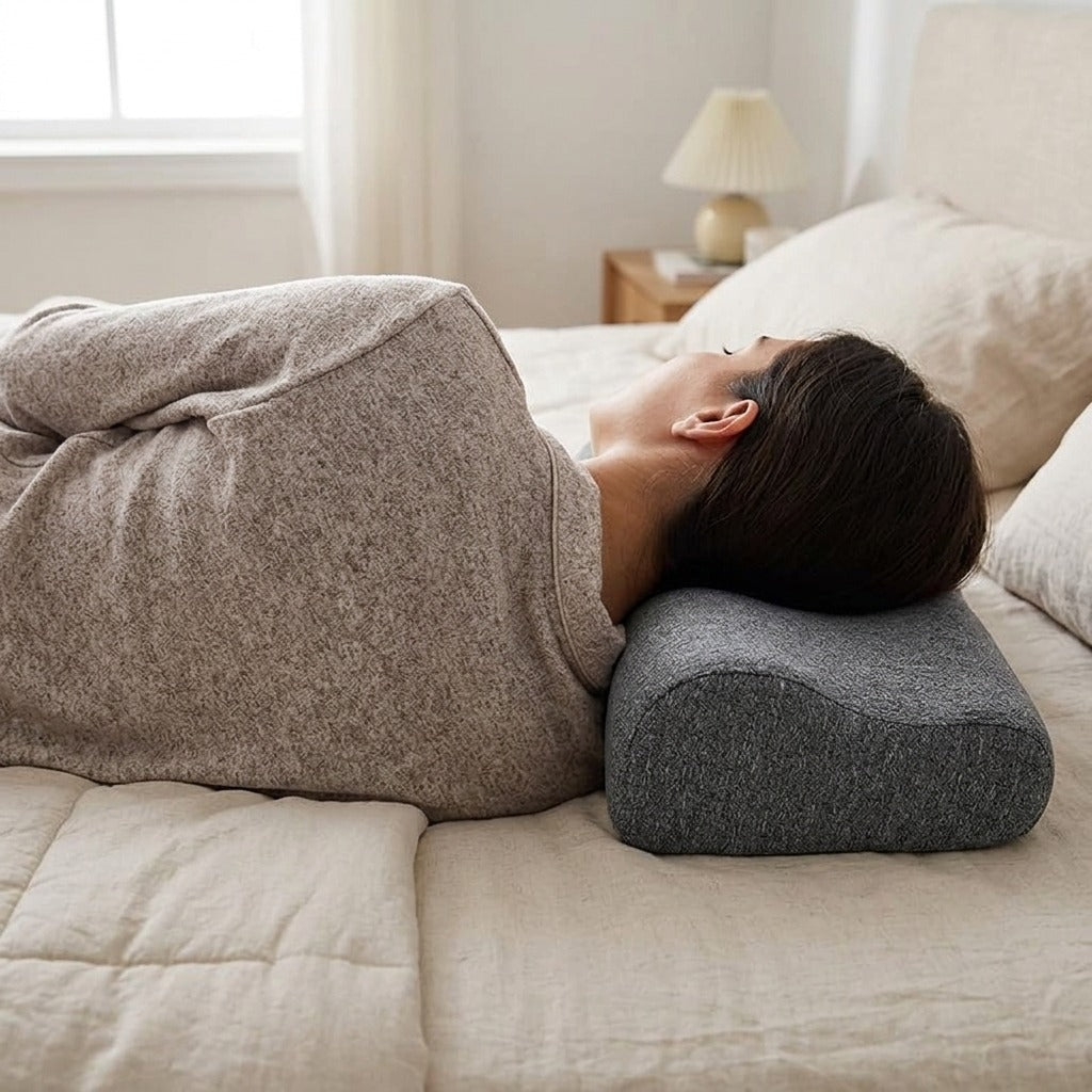 Memory Foam Contour Pillow for Side Sleepers - in use