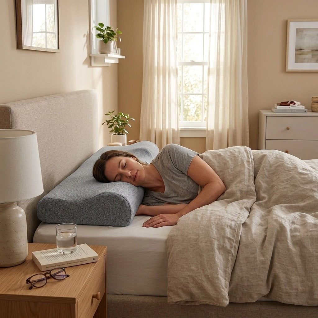 Memory Foam Contour Pillow for Side Sleepers - at home