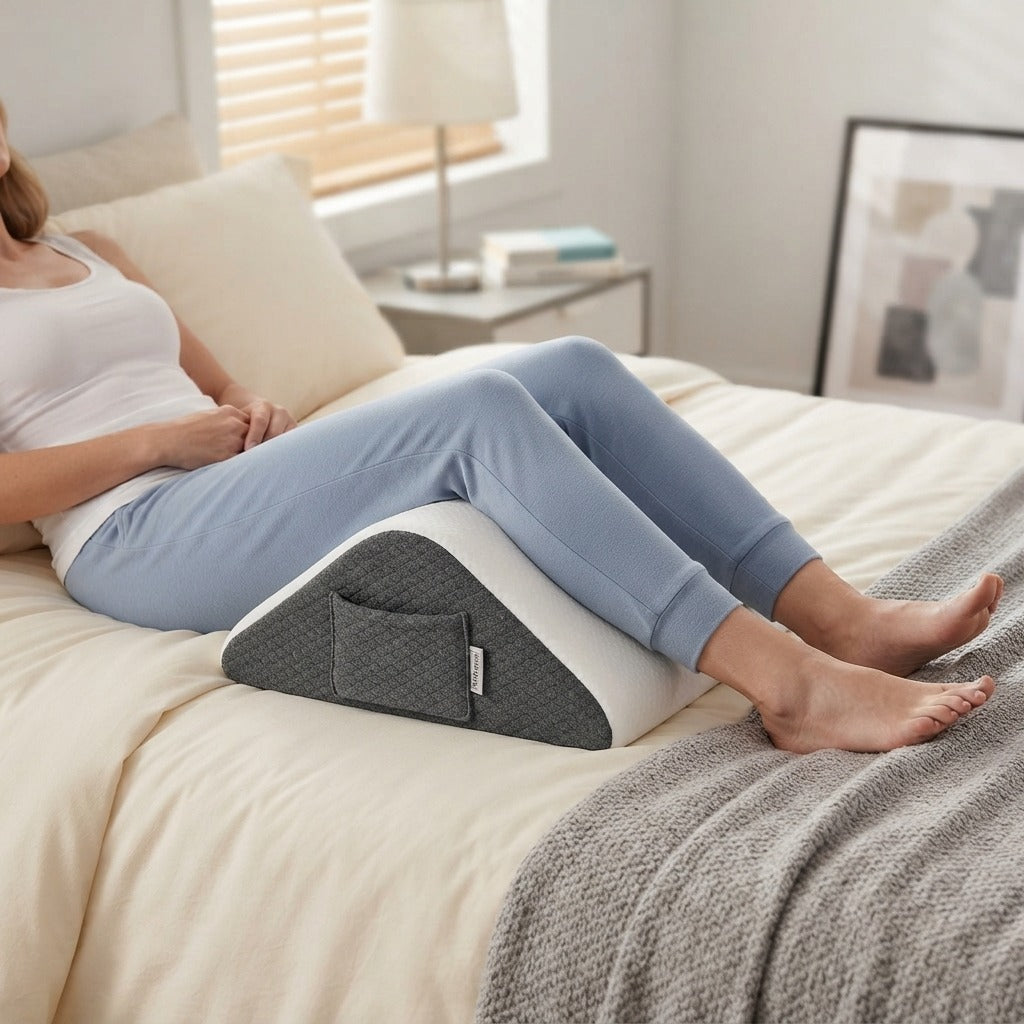 Memory Foam Knee Wedge Pillow - in use