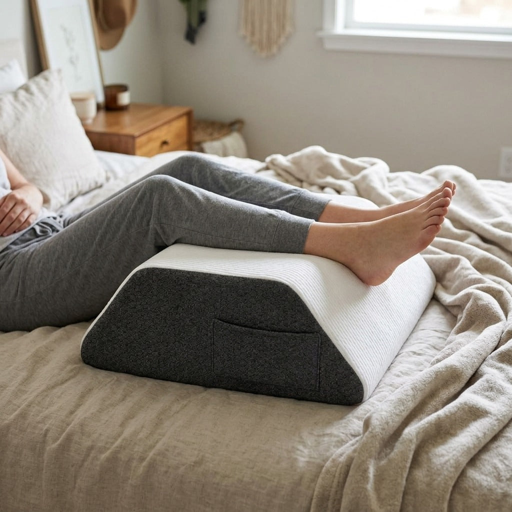 Memory Foam Knee Wedge Pillow with Washable Cover - in use