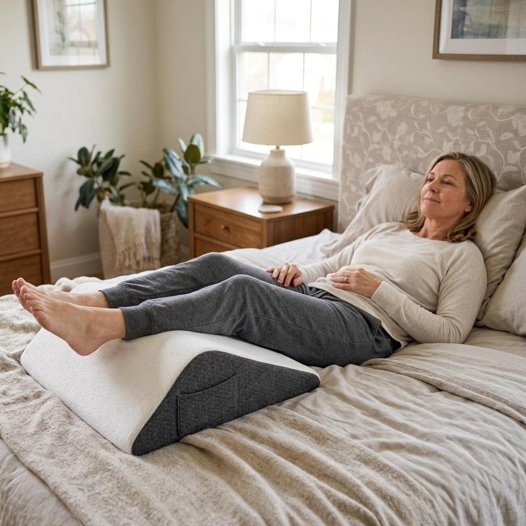 Memory Foam Knee Wedge Pillow with Washable Cover - in everyday life