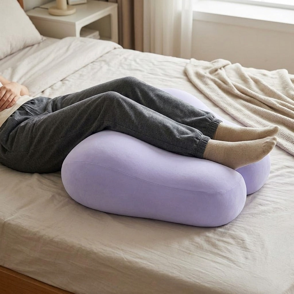 Memory Foam Leg Elevation Pillow for Hip and Knee Support - in use
