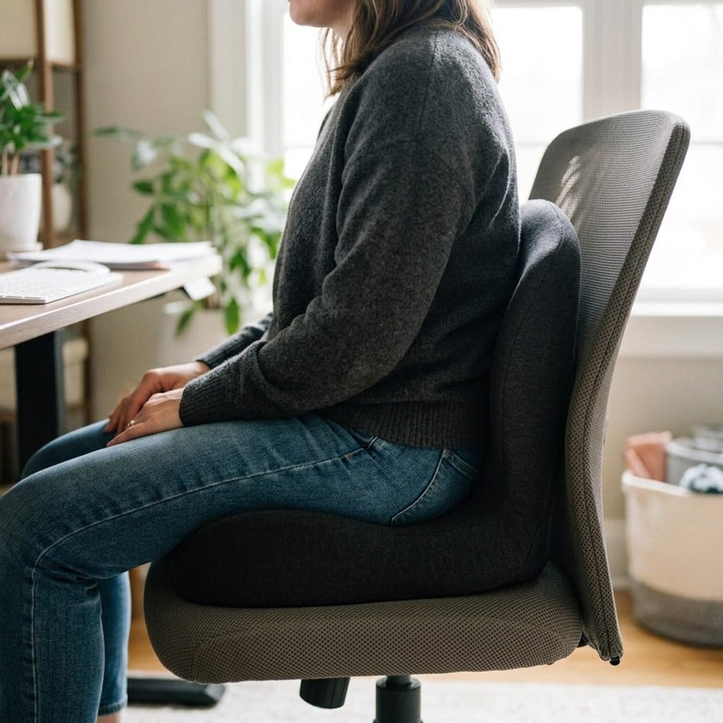 Memory Foam Lumbar Support Backrest - in use