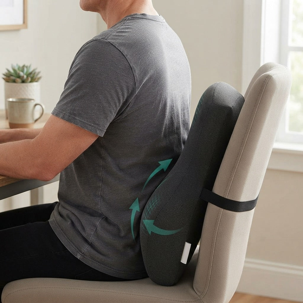 Memory Foam Lumbar Support Pillow for Chairs - in use