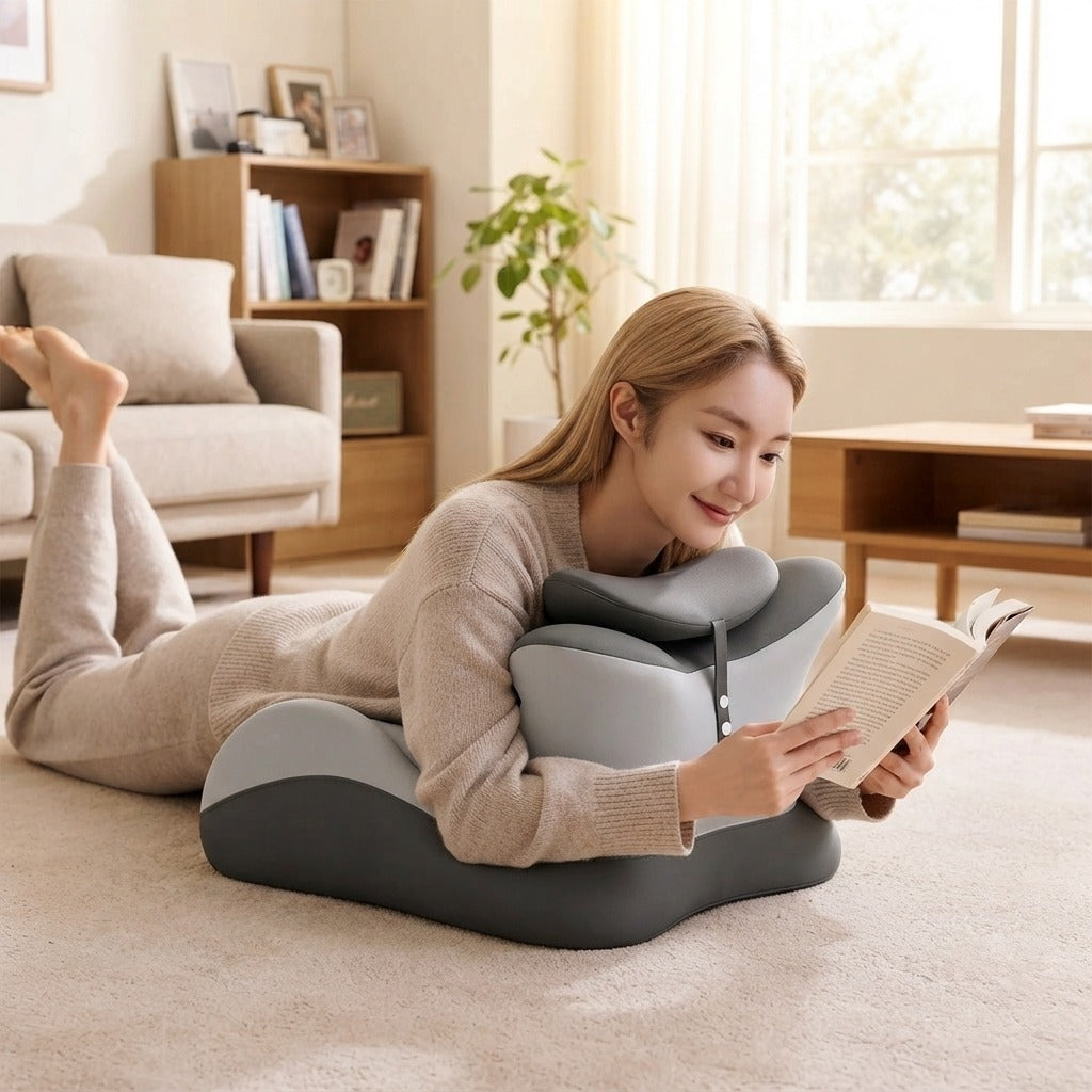 Memory Foam Prone Reading Pillow with Removable Headrest - at home