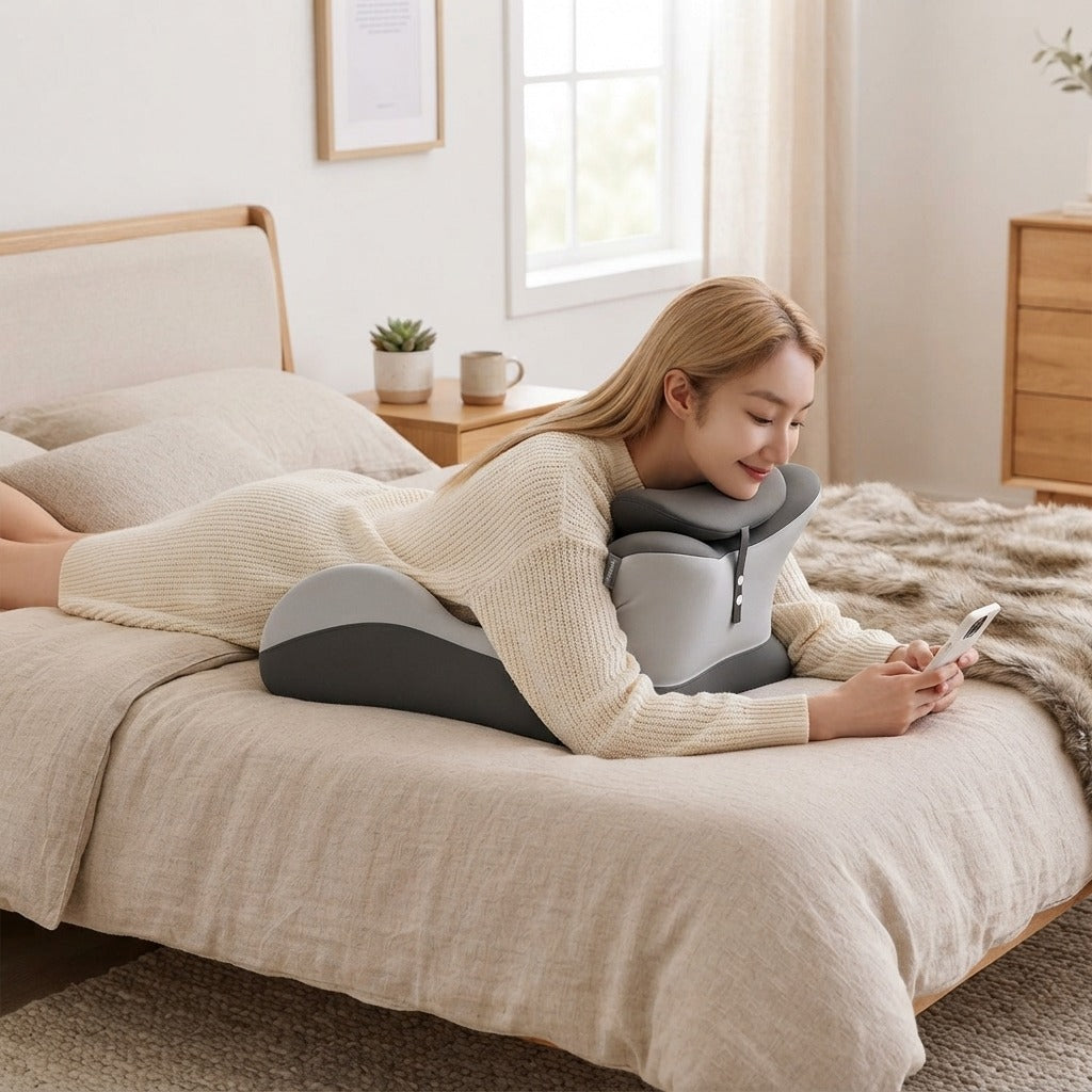 Memory Foam Prone Reading Pillow with Removable Headrest - in everyday life