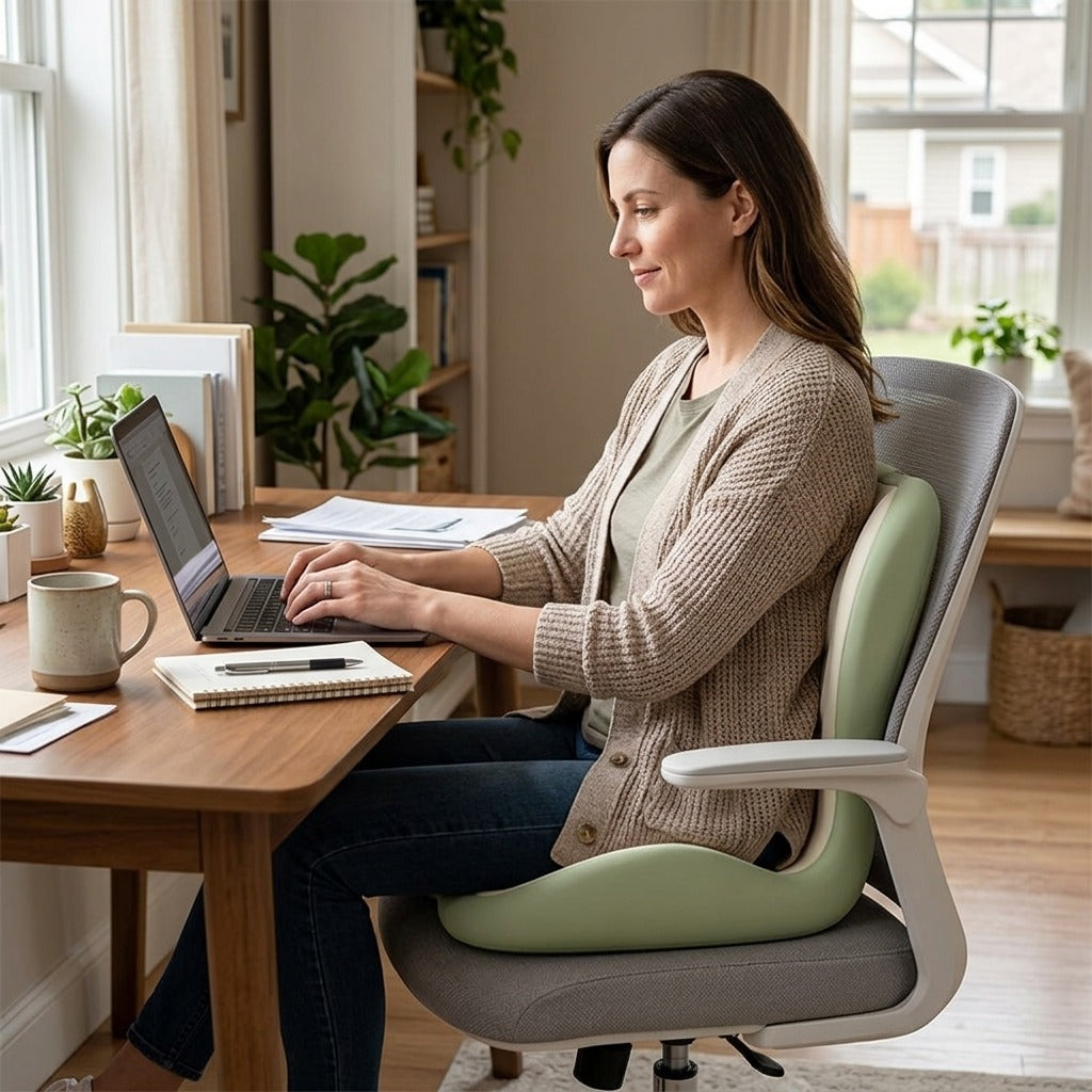 Memory Foam Seat Cushion Wedge with Lumbar Support, Anti-Slip - in everyday life