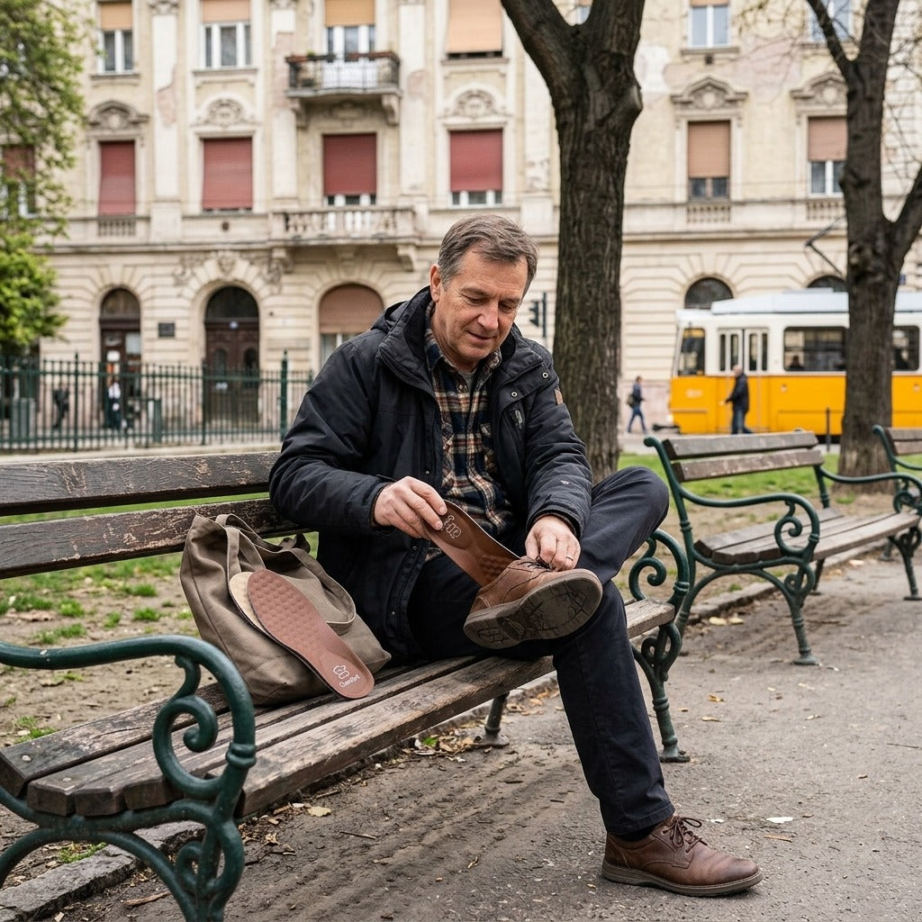 Férfi bőr talpbetét boltozattámasszal - a mindennapokban