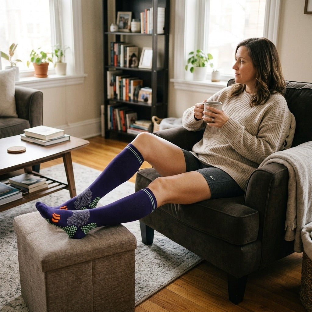 Middle-Calf Compression Socks, 20–30 mmHg - at home