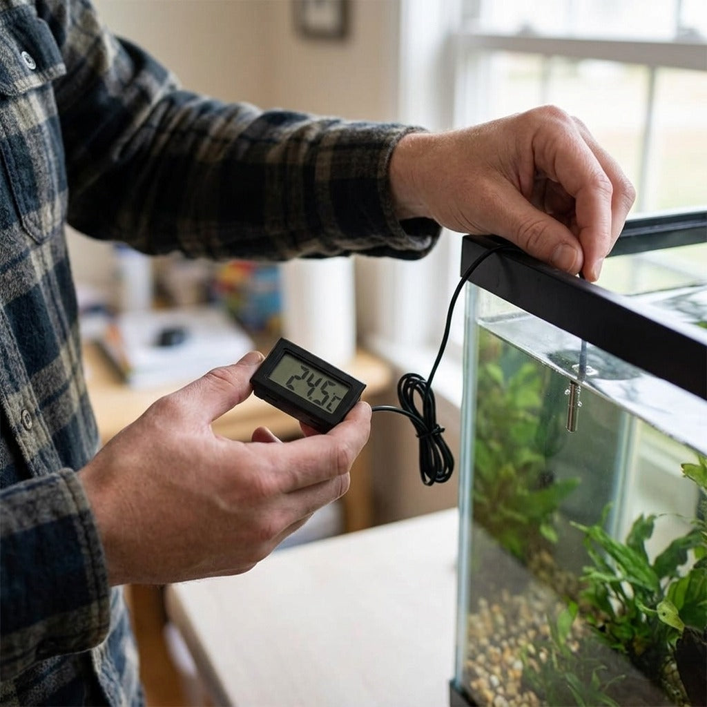 Mini LCD Digital Thermometer with 1 m Cable - in use