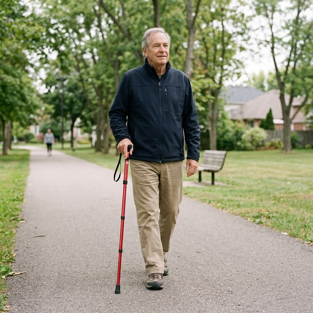 Multifunction Telescopic Folding Walking Stick - in everyday life