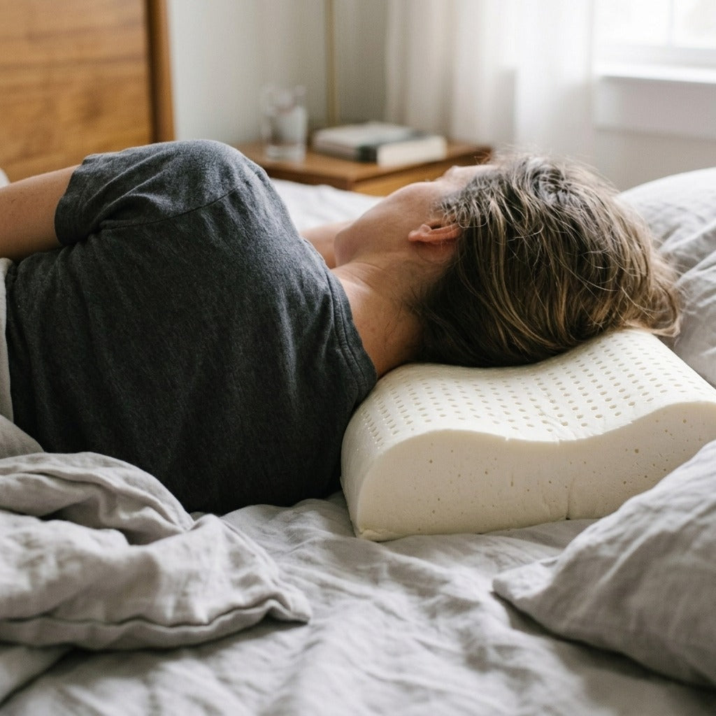 Natural Latex Cervical Pillow - in use