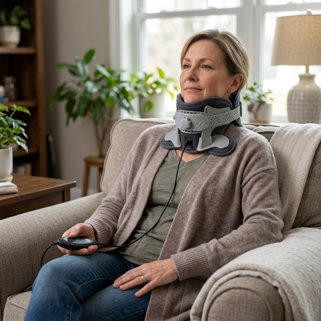 Neck Traction Support Device with Electric Heating - in everyday life