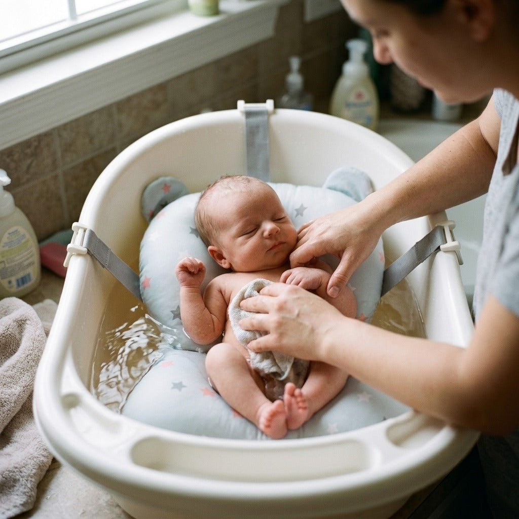Newborn Floating Anti-Slip Bath Cushion - in use