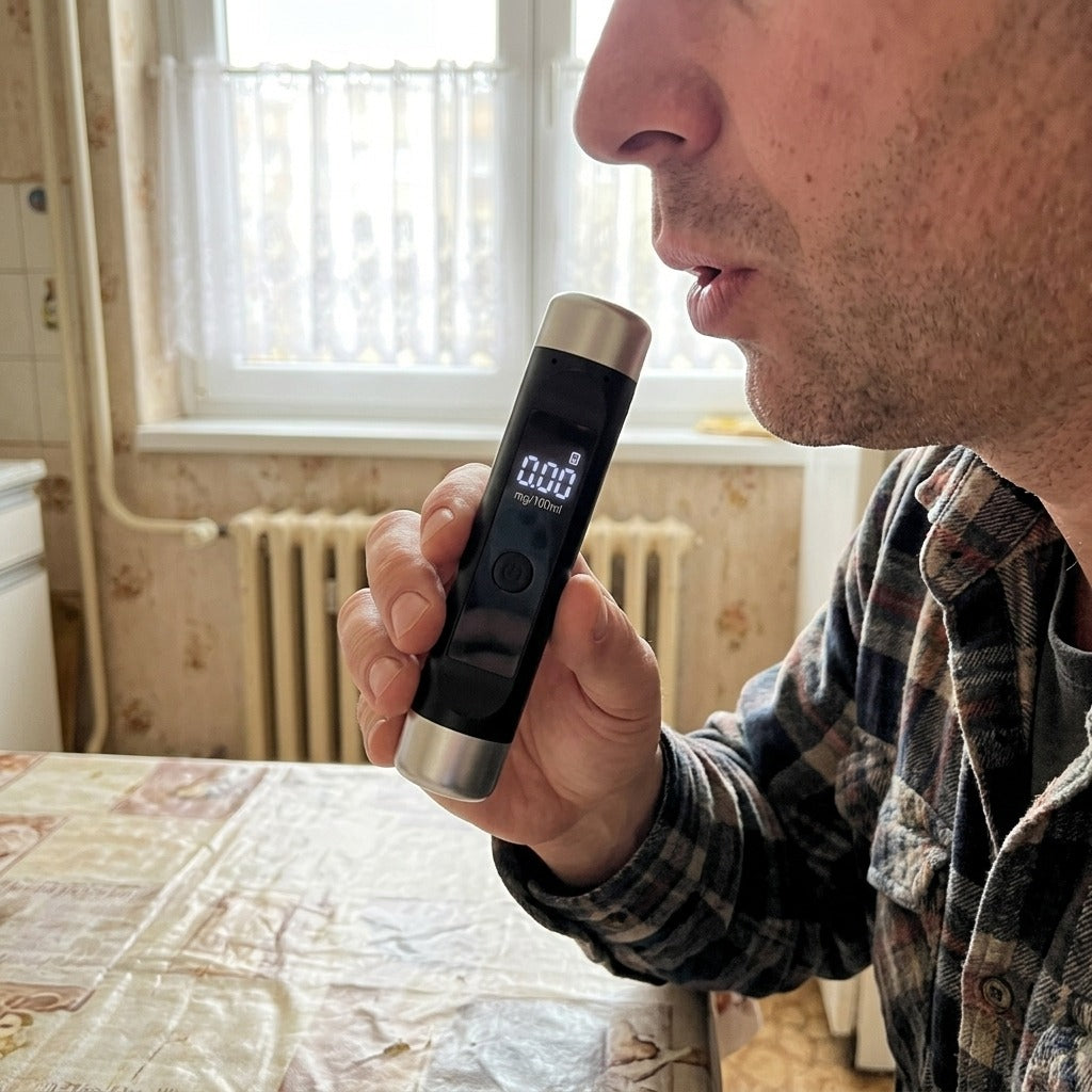 Érintésmentes digitális alkoholszonda - használat közben