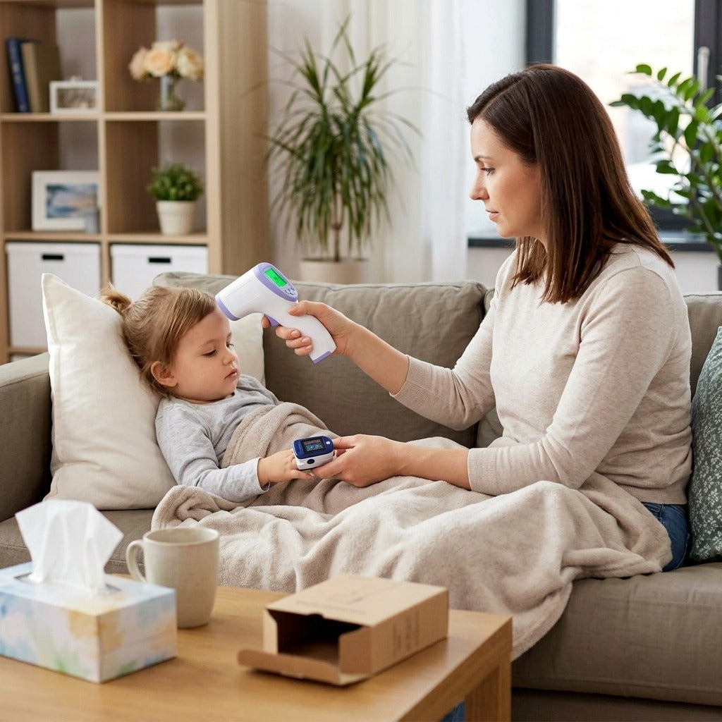 Non-Contact Forehead Thermometer and Finger Pulse Oximeter - in everyday life
