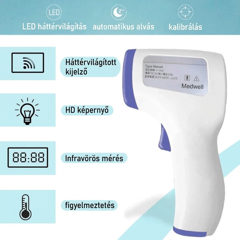 Érintésmentes homlokhőmérő és ujjbegyes pulzoximéter