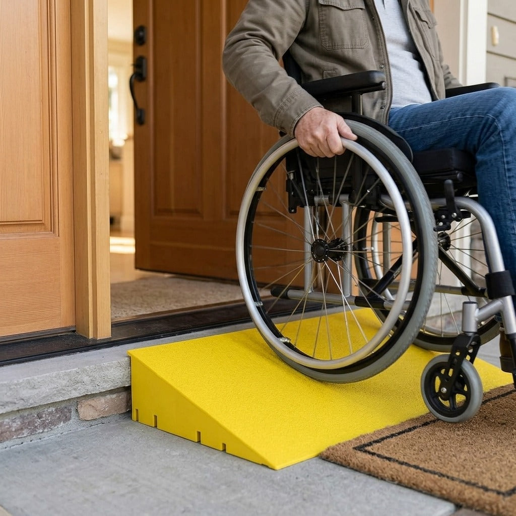 Non-Slip PP Threshold Ramp for 3–10 cm Doorways - in use