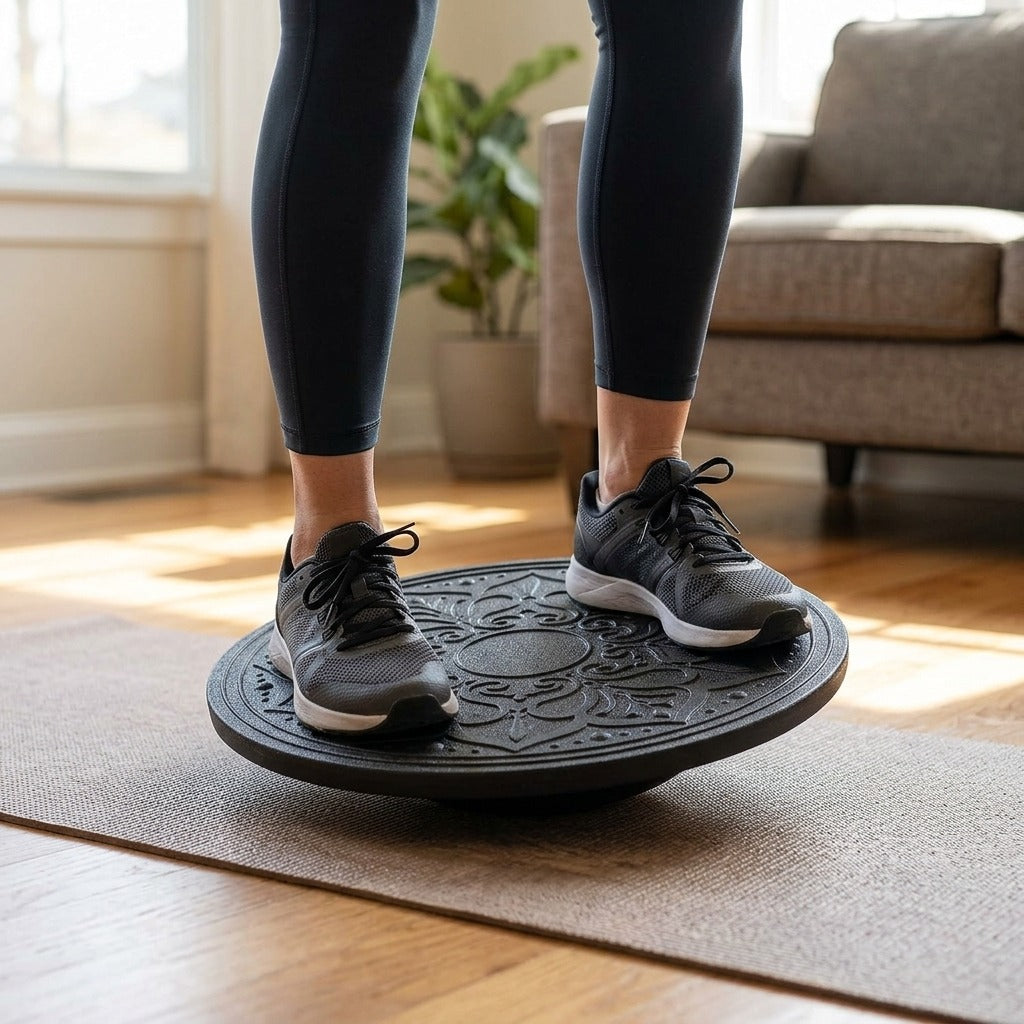 Non-Slip Wobble Balance Board for Home Exercise - in use