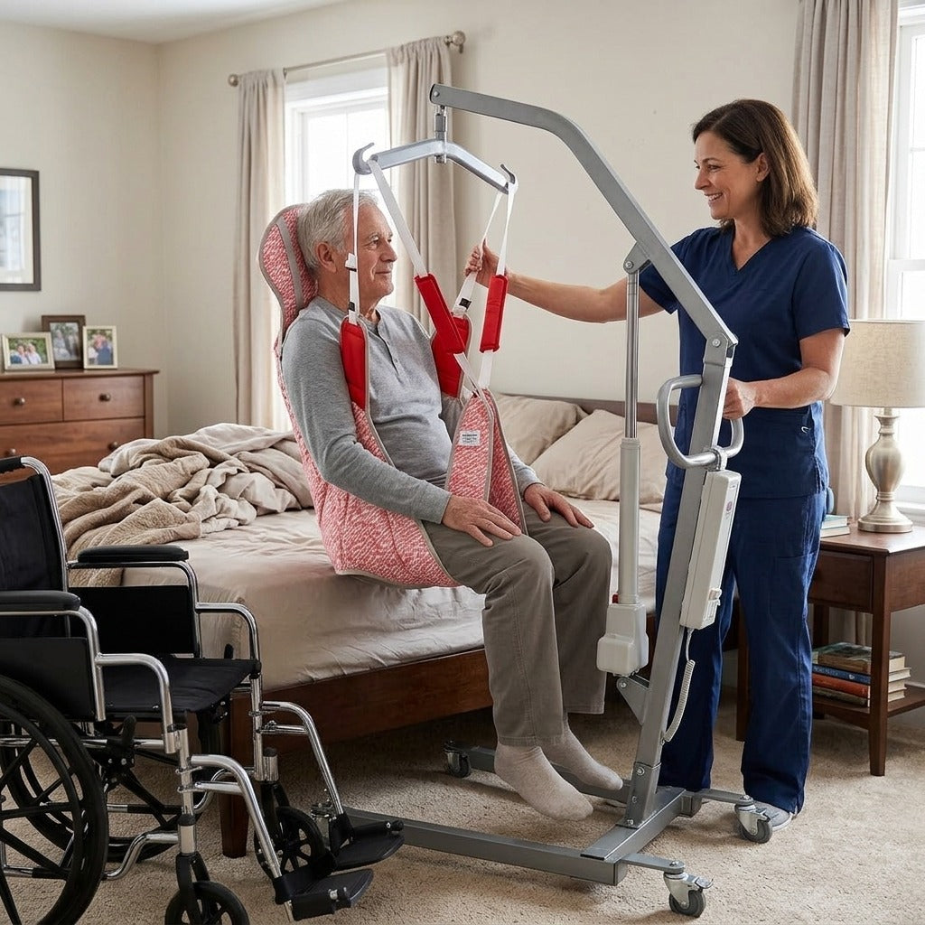 Nylon Patient Lift Hygiene Sling with Head Support - in everyday life